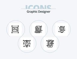 Graphic Designer Line Icon Pack 5 Icon Design. design. development tools. image. designing tools. design vector