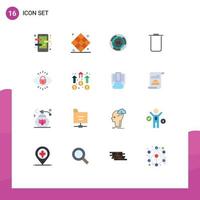 Modern Set of 16 Flat Colors Pictograph of instagram logic play labyrinth challenge Editable Pack of Creative Vector Design Elements