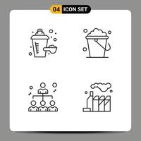 Modern Set of 4 Filledline Flat Colors and symbols such as additive people bucket home energy Editable Vector Design Elements