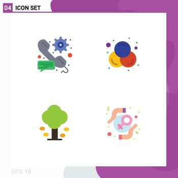 Stock Vector Icon Pack of 4 Line Signs and Symbols for call forest setting design summer Editable Vector Design Elements