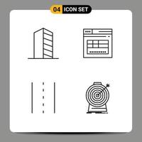 4 Thematic Vector Filledline Flat Colors and Editable Symbols of buildings driveway landscape secure lines Editable Vector Design Elements