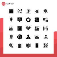 25 Universal Solid Glyphs Set for Web and Mobile Applications light electricity lantern education education Editable Vector Design Elements