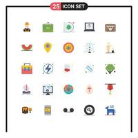 Modern Set of 25 Flat Colors Pictograph of rocket laptop restaurant app scrum Editable Vector Design Elements