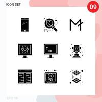 Modern Set of 9 Solid Glyphs and symbols such as watch entertainment science control crypto Editable Vector Design Elements