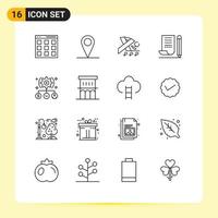 User Interface Pack of 16 Basic Outlines of todo scratch pad health notepad note pad Editable Vector Design Elements