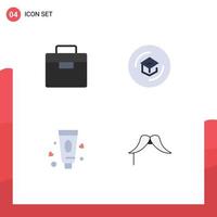 Pack of 4 Modern Flat Icons Signs and Symbols for Web Print Media such as box cream toolbox knowledge toothpaste Editable Vector Design Elements