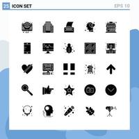 25 Thematic Vector Solid Glyphs and Editable Symbols of market head company feeling typewriter Editable Vector Design Elements
