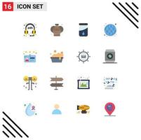 16 Thematic Vector Flat Colors and Editable Symbols of bowl driver drop card seo Editable Pack of Creative Vector Design Elements