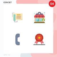 Group of 4 Modern Flat Icons Set for telephone phone call shop medal Editable Vector Design Elements