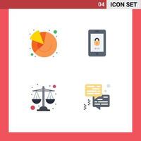 Modern Set of 4 Flat Icons Pictograph of chart justice marketing mobile bubble Editable Vector Design Elements