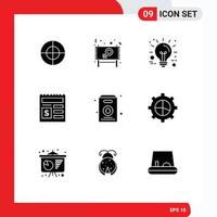 Group of 9 Solid Glyphs Signs and Symbols for pack bank business document basic Editable Vector Design Elements