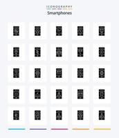 Creative Smartphones 25 Glyph Solid Black icon pack  Such As deleted. search. phone. phone. technology vector