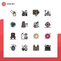 Universal Icon Symbols Group of 16 Modern Flat Color Filled Lines of challenge complexity finance therapy spa Editable Creative Vector Design Elements