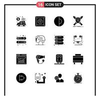 Universal Icon Symbols Group of 16 Modern Solid Glyphs of kids swords geology shield emblem Editable Vector Design Elements