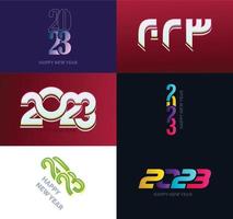 Big Collection of 2023 Happy New Year symbols Cover of business diary for 2023 with wishes vector