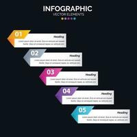 Diagrama de infografía de 5 opciones Informe anual Diseño web Concepto de negocio Pasos o procesos vector