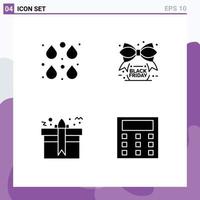 4 Universal Solid Glyphs Set for Web and Mobile Applications color gift edit friday package Editable Vector Design Elements