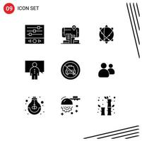 Pictogram Set of 9 Simple Solid Glyphs of car person computing lecture communication Editable Vector Design Elements