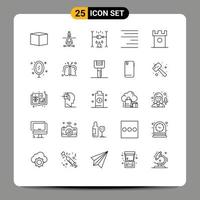 Pictogram Set of 25 Simple Lines of hills castle holiday ancient right Editable Vector Design Elements