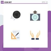 Set of 4 Commercial Flat Icons pack for soccer graph kick house presentation Editable Vector Design Elements