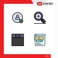 Pictogram Set of 4 Simple Filledline Flat Colors of add wallpaper magnifier grid brosher Editable Vector Design Elements