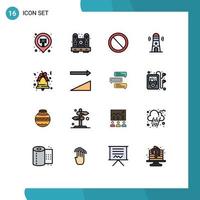 16 iconos creativos signos y símbolos modernos de la construcción de altavoces del faro de campana elementos de diseño de vectores creativos editables por el usuario