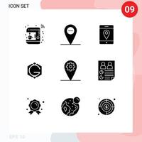 9 User Interface Solid Glyph Pack of modern Signs and Symbols of data setting maps gear crypto Editable Vector Design Elements