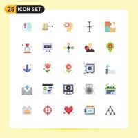 Universal Icon Symbols Group of 25 Modern Flat Colors of puzzle component human application input Editable Vector Design Elements