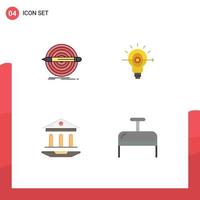 Set of 4 Vector Flat Icons on Grid for design internet set success web Editable Vector Design Elements