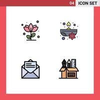 4 iconos creativos signos y símbolos modernos de flora correo electrónico naturaleza vela mensaje elementos de diseño vectorial editables vector