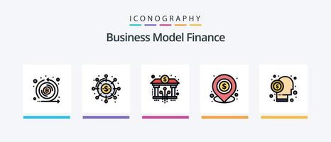 la línea de finanzas llenó el paquete de 5 íconos que incluye figuras. análisis. analisis seo visión. mercado. diseño de iconos creativos vector