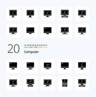 20 Computer Solid Glyph icon Pack like  Layer  laptop pc device vector