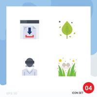 paquete de iconos planos de 4 símbolos universales de flechas gafas realidad hoja multimedia elementos de diseño vectorial editables vector