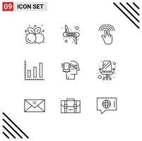 Modern Set of 9 Outlines Pictograph of personal data protection statistics army marketing hand Editable Vector Design Elements