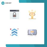 Group of 4 Flat Icons Signs and Symbols for engine arrow search human up Editable Vector Design Elements