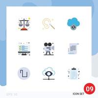 Modern Set of 9 Flat Colors and symbols such as art video data result data Editable Vector Design Elements