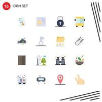 Pictogram Set of 16 Simple Flat Colors of transport automobile clean security lock pad Editable Pack of Creative Vector Design Elements