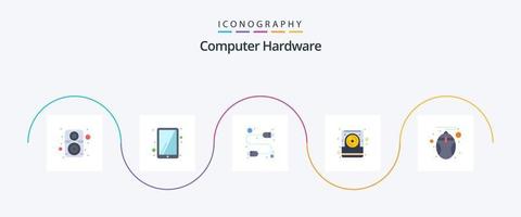 Computer Hardware Flat 5 Icon Pack Including mouse. computer. computer. electronic. data vector