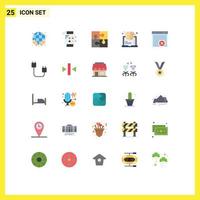 Group of 25 Flat Colors Signs and Symbols for think learning smartwatch brain solution Editable Vector Design Elements