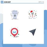 Pictogram Set of 4 Simple Flat Icons of product location cup snow message Editable Vector Design Elements