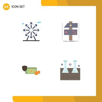 conjunto de 4 iconos modernos de la interfaz de usuario signos de símbolos para los elementos de diseño vectorial editables de las finanzas del desarrollador de la construcción empresarial de la ciudad vector