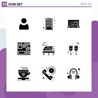 Set of 9 Modern UI Icons Symbols Signs for bullet window paper web internet Editable Vector Design Elements