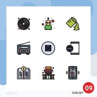 9 Filledline Flat Color concept for Websites Mobile and Apps symbols ancient glass user interface Editable Vector Design Elements