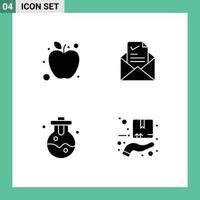 Group of 4 Modern Solid Glyphs Set for apple lab mail tick protection Editable Vector Design Elements