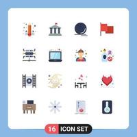 Universal Icon Symbols Group of 16 Modern Flat Colors of database flag usa country ball Editable Pack of Creative Vector Design Elements