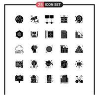 Set of 25 Modern UI Icons Symbols Signs for location china connect building server Editable Vector Design Elements