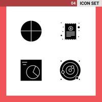 Modern Set of 4 Solid Glyphs and symbols such as aspirin wireframe bill finance planetary system Editable Vector Design Elements