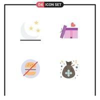 Pack of 4 Modern Flat Icons Signs and Symbols for Web Print Media such as half healthcare nature love bag Editable Vector Design Elements