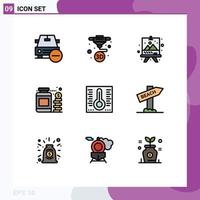 Modern Set of 9 Filledline Flat Colors Pictograph of mercury money printing jar paint Editable Vector Design Elements