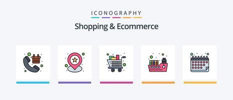 Shopping And Ecommerce Line Filled 5 Icon Pack Including box . shop. card. shopping. bag. Creative Icons Design vector